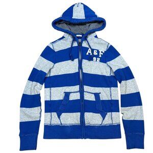 Y2K Abercrombie & Fitch Muscle Fit Blue Striped Waffle Heavy Weight Cotton Hoodi
